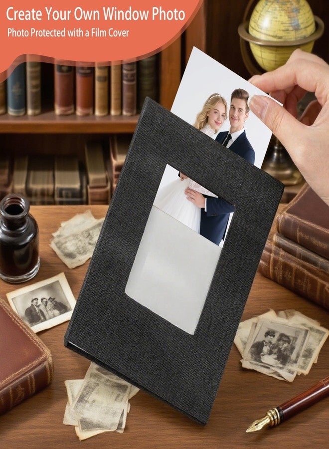 UCEHIPAW 24 Packs Photo Album Black Memory Book for 4 x 6 Inch Small Pictures with Front Window Linen Cover 26 Clear Pages Hold 52 Pictures for Family Baby Wedding Anniversare - Image 4
